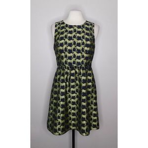 CROWN & IVY Black & Metallic Gold Zebra Print Pattern Fit N’ Flare Dress ~ 10